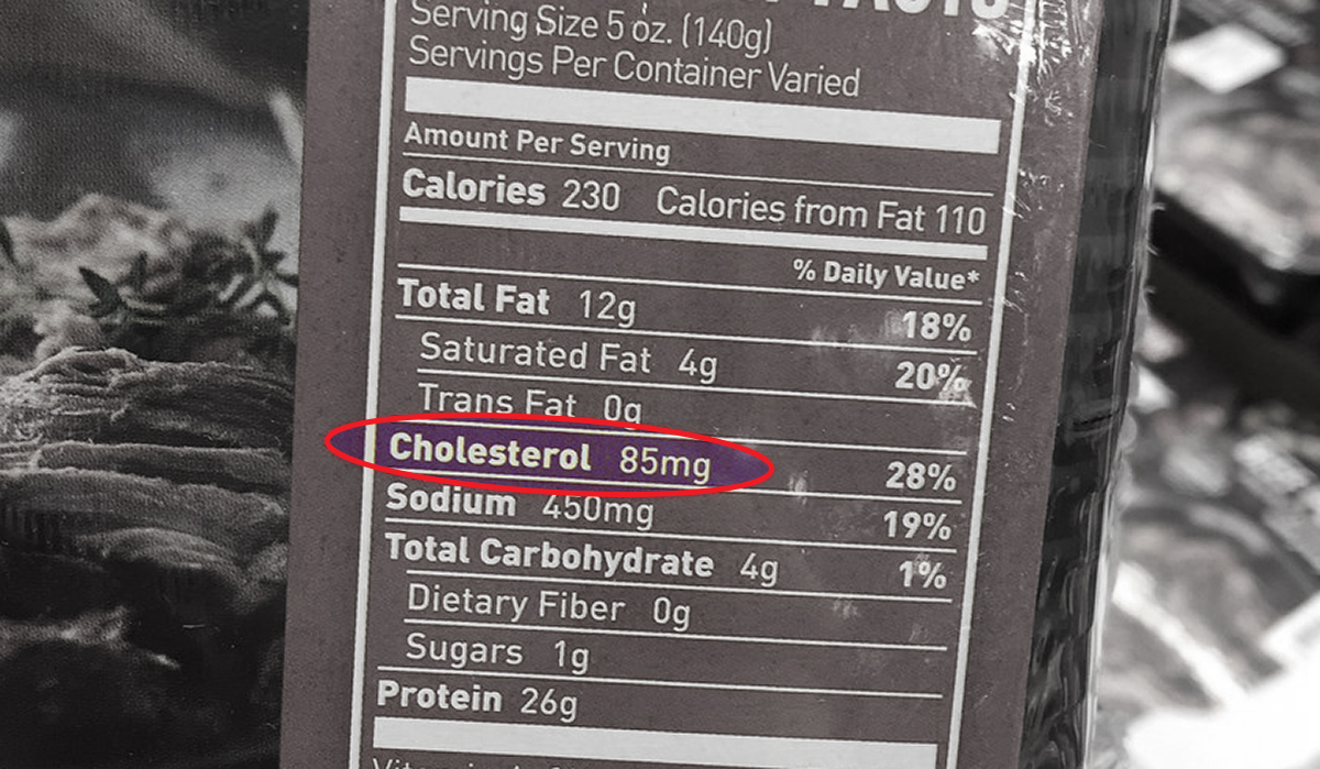 showing how to read a nutrition labels for keto by circling the cholesterol count on nutrition label