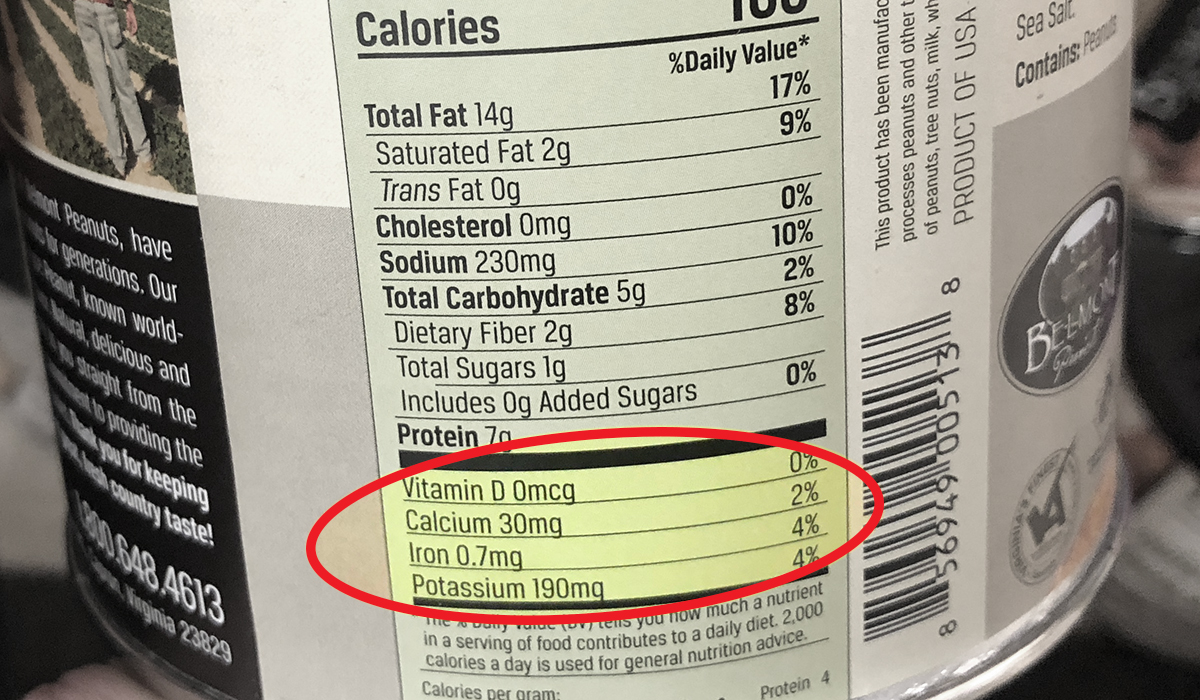 additional nutrients section on nutrition label