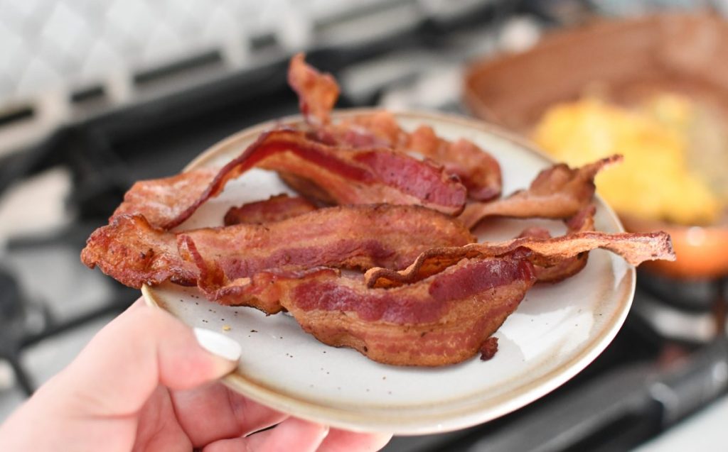 plate of cooked snake farms bacon