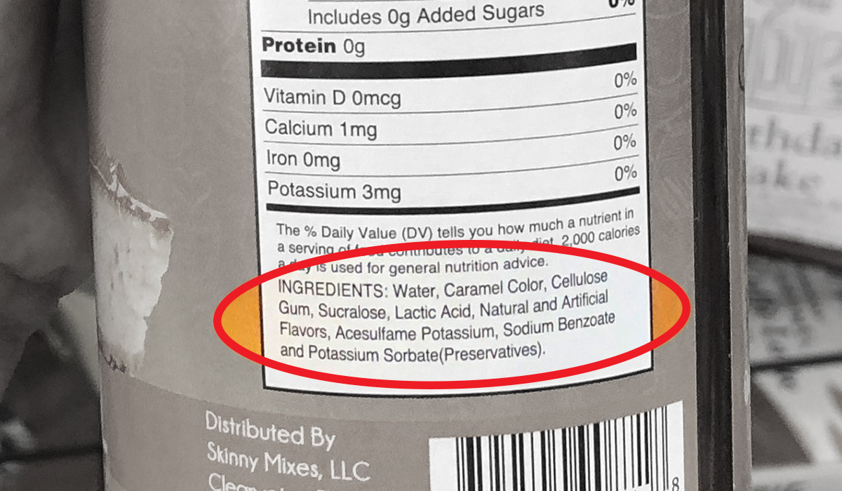 ingredient list for non keto product