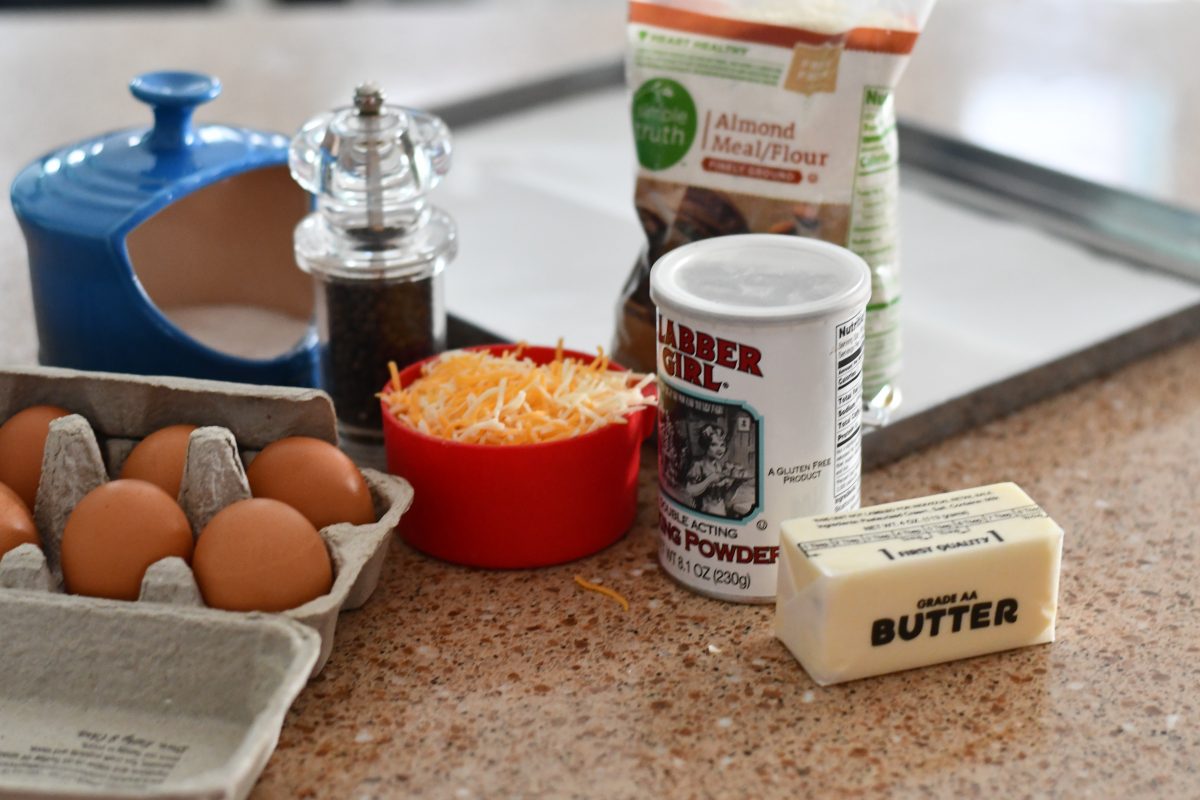Homemade Keto Biscuits – ingredients on the counter