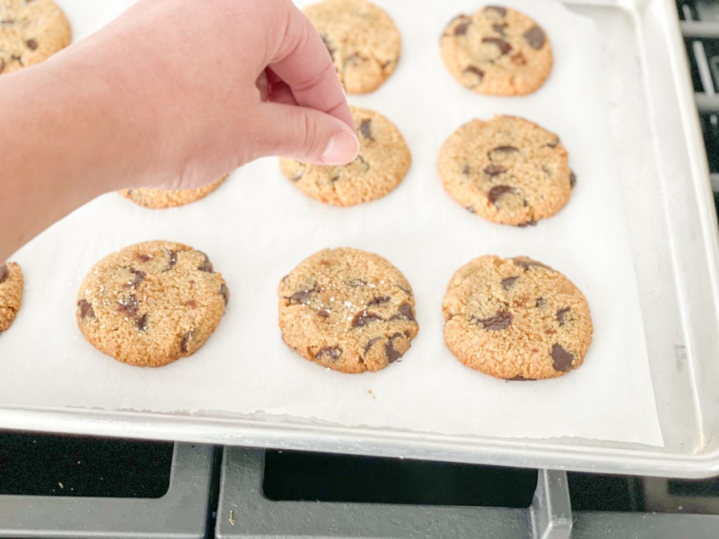 adding salt to keto pumpkin chocolate chip cookies