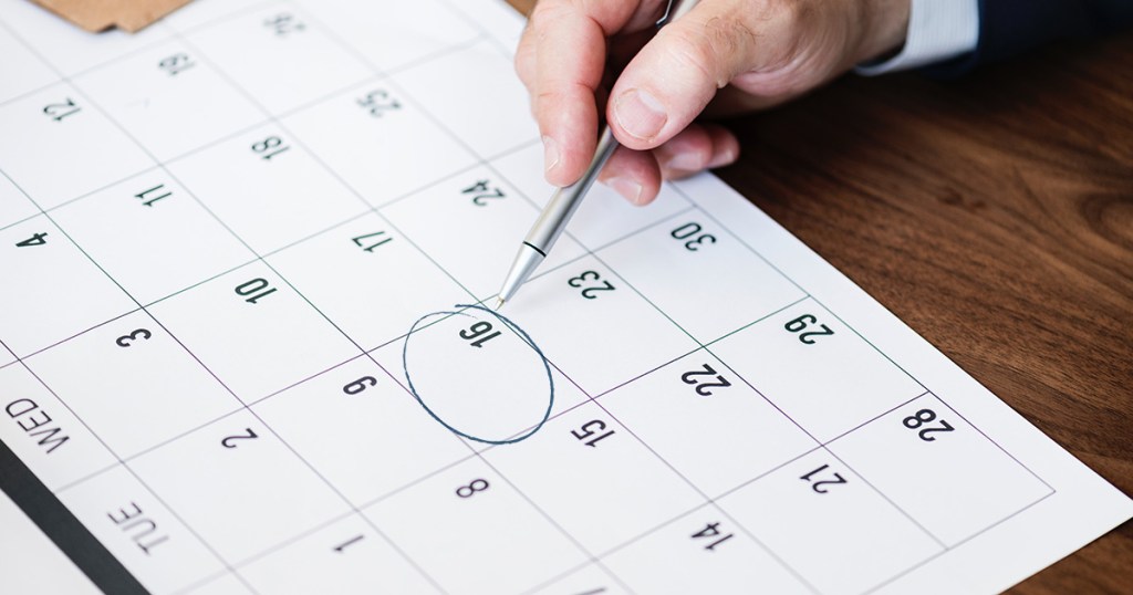 date de cercle sur le calendrier