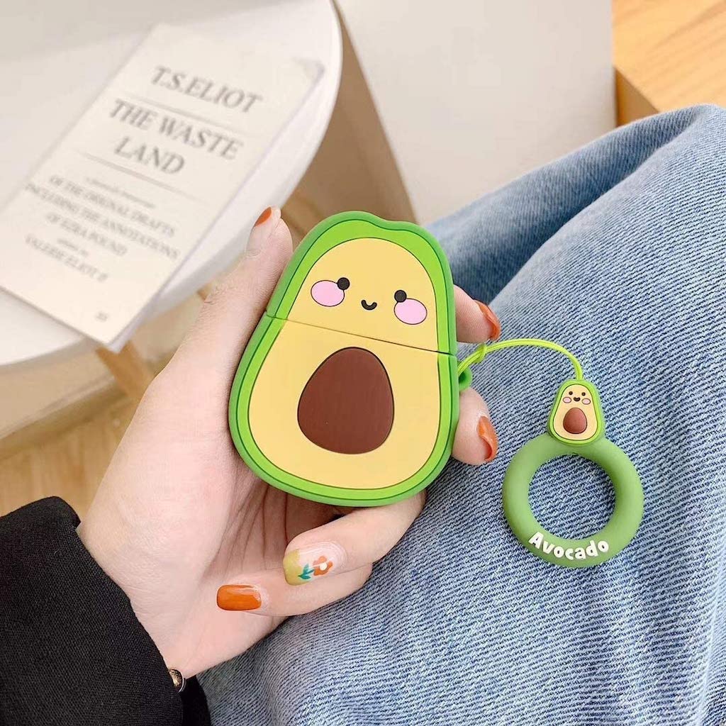 holding avocado airpods case