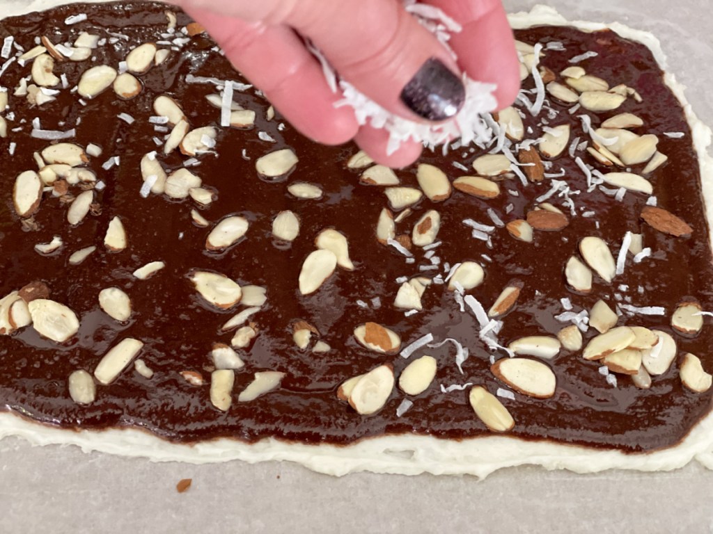 adding coconut to Keto Chocolate Bark