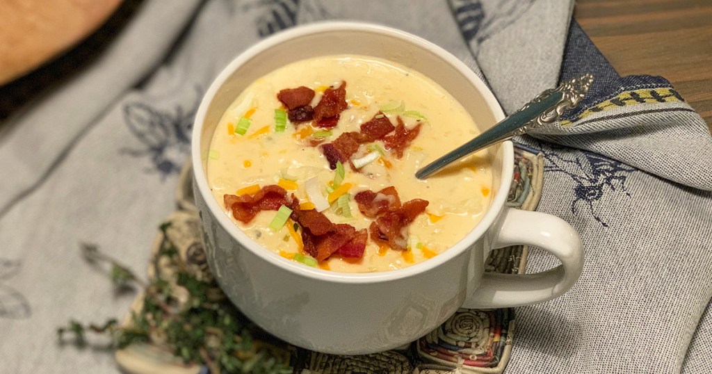 Simple and easy cauliflower chowder, a favorite game day food
