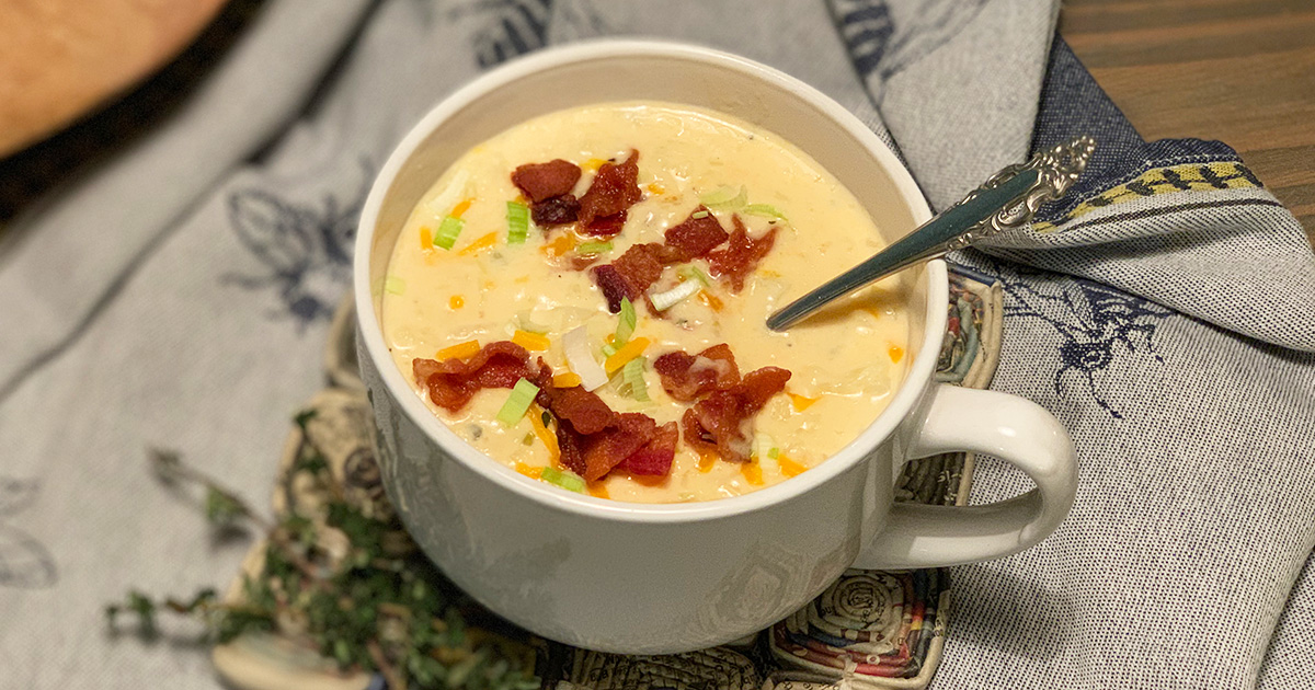 This creamy cauliflower chowder in a cup is the ultimate keto comfort food