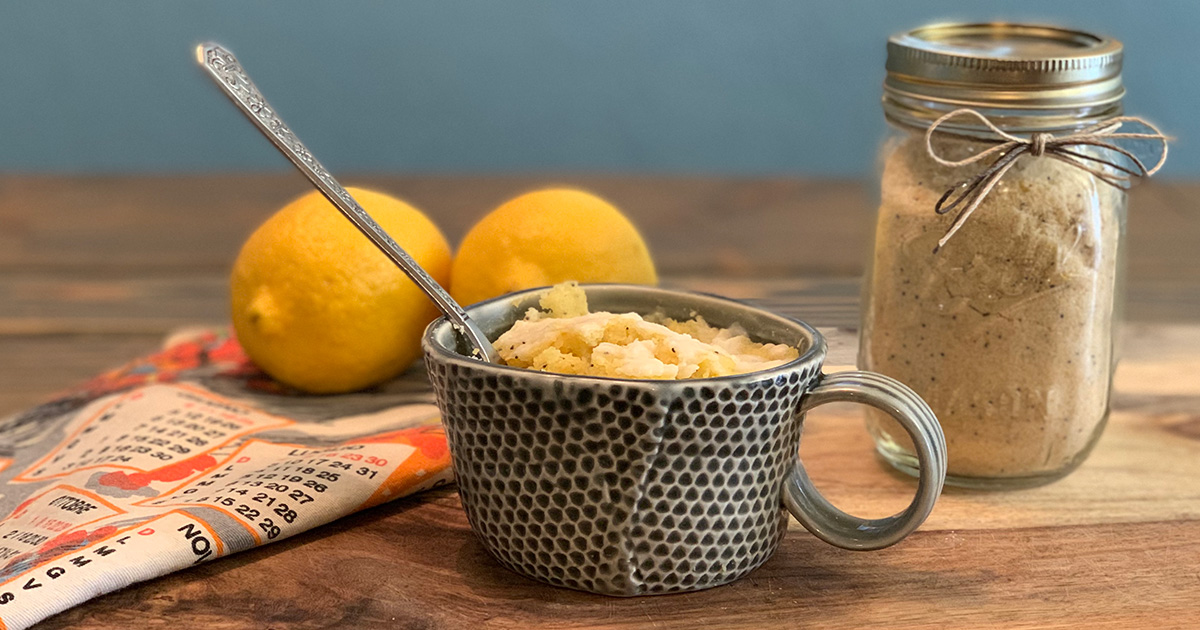 Lemon Poppy Seed Keto Mug Cake - Cake in a mug and mix in a jar