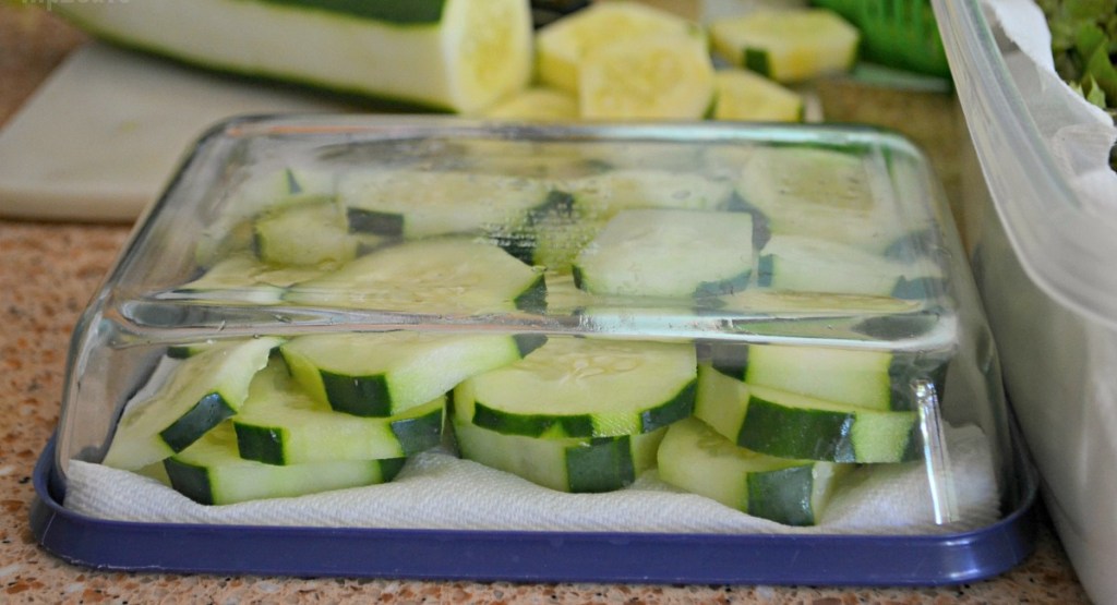 pre prepped chopped cucumbers in tupperware