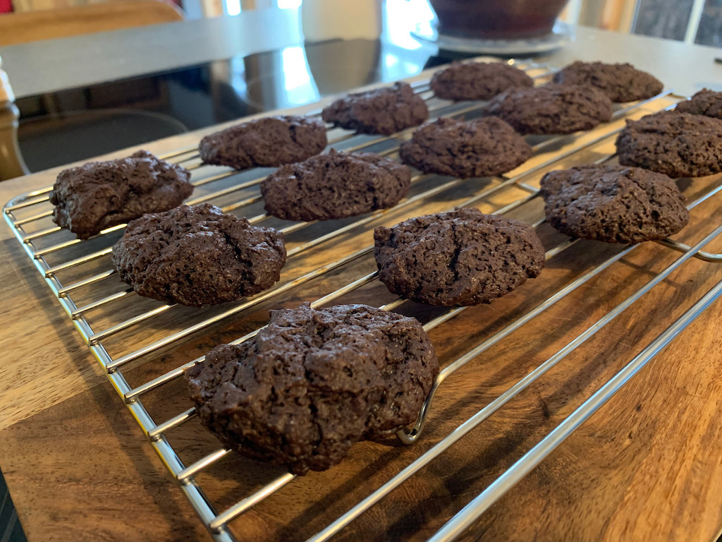 keto brownie cookies on cooling rack