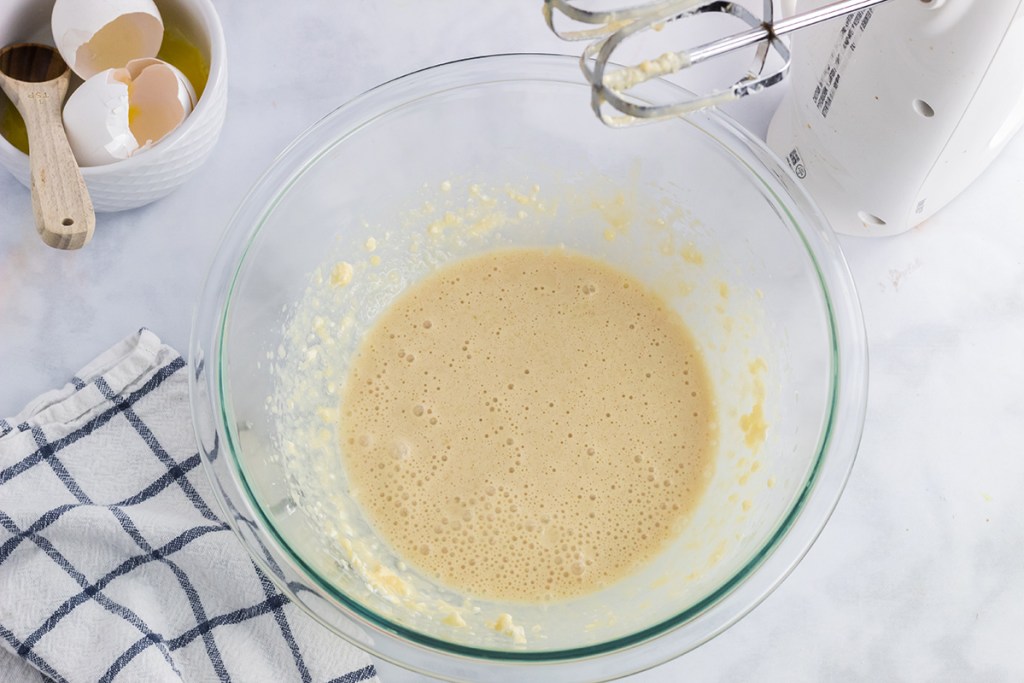 mixing the wet ingredients together for cookies