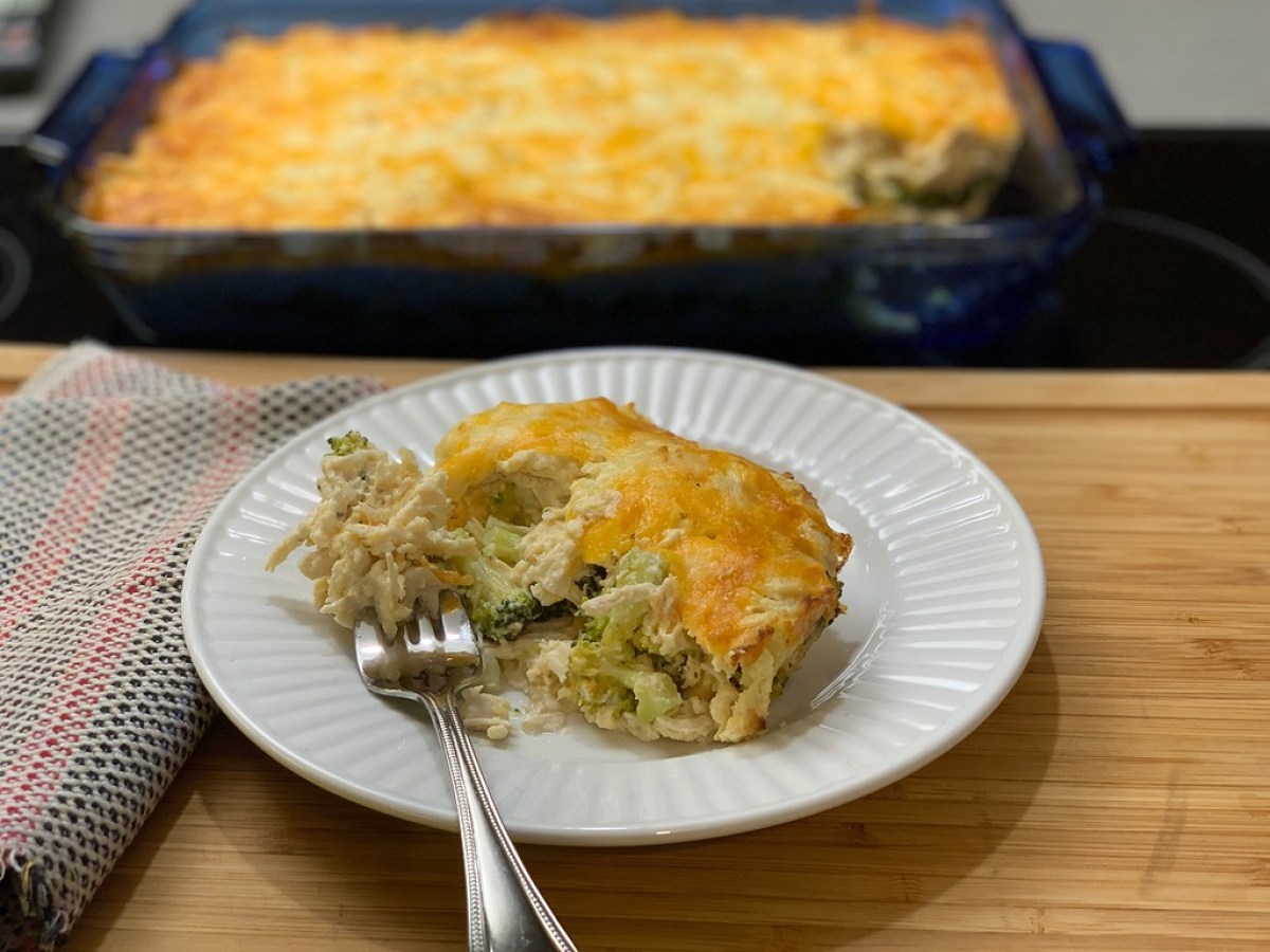 Chicken & Broccoli casserole on a plate