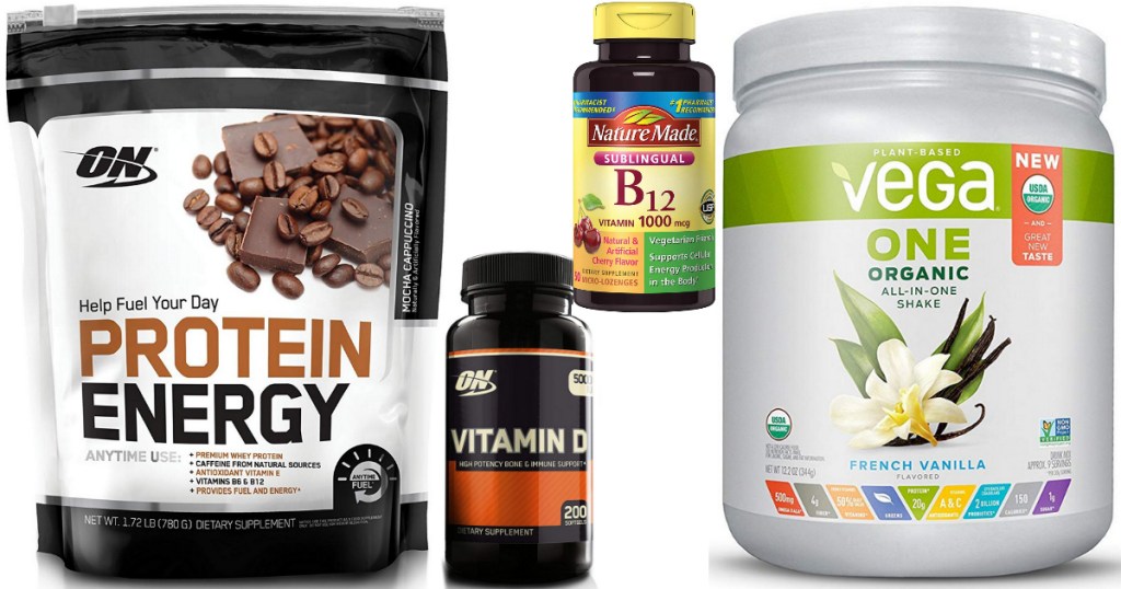 Health products on Amazon like protein powders and vitamins