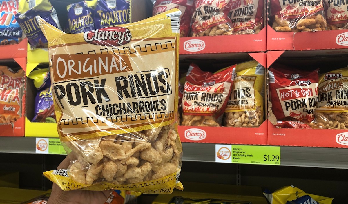 best budget-friendly keto snack foods at ALDI – bag of original pork rinds