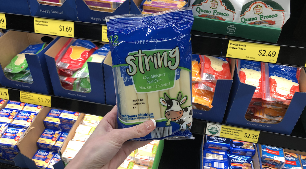 best budget-friendly keto snacks at ALDI – pack of string cheese 