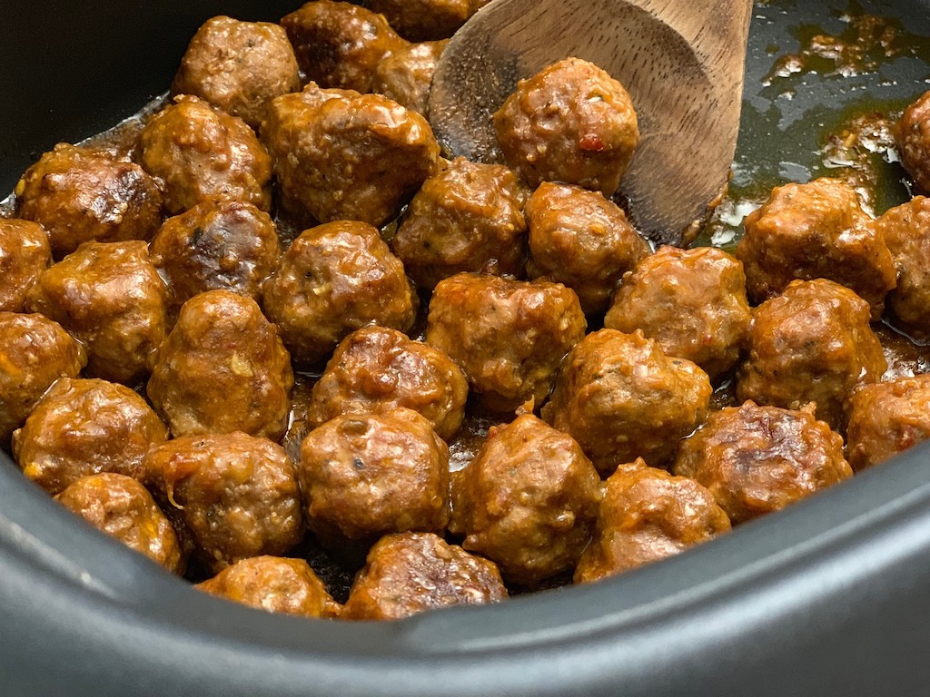 keto apricot glazed meatballs in the Crockpot