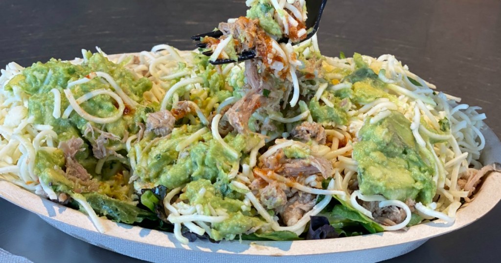 Chipotle keto lifestyle bowl with extra guac 