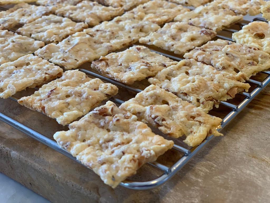 low carb crackers on cooling rack