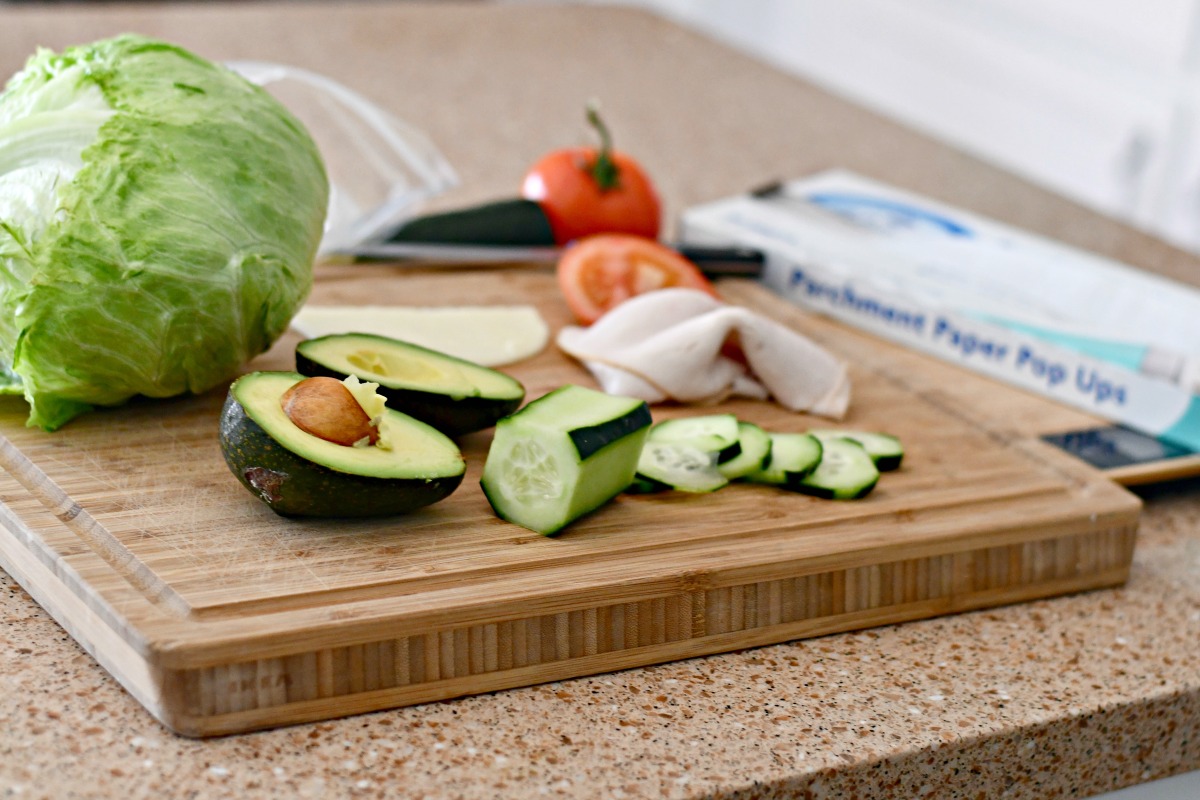 cutting board with vegetables