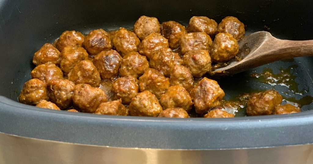 keto apricot glazed meatballs in the slow cooker 