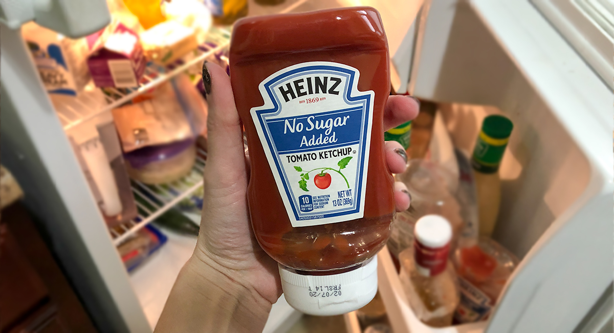 keto kitchen stock up — heinz no sugar added ketchup in freezer