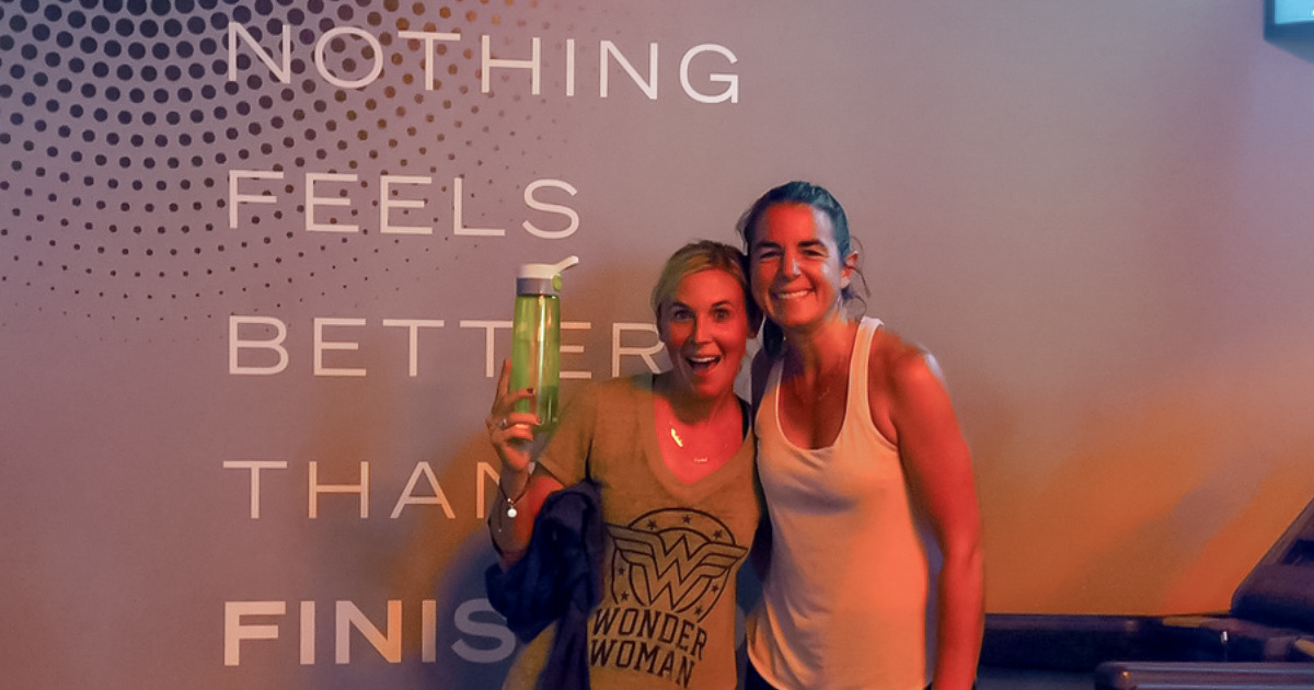 collin and bryn at orange theory fitness after workout