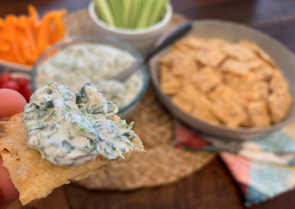 spinach dip on keto cracker