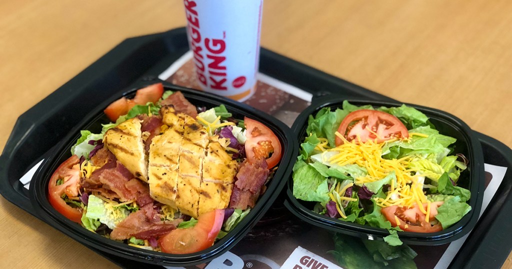 tray of burger king keto burger and side salad