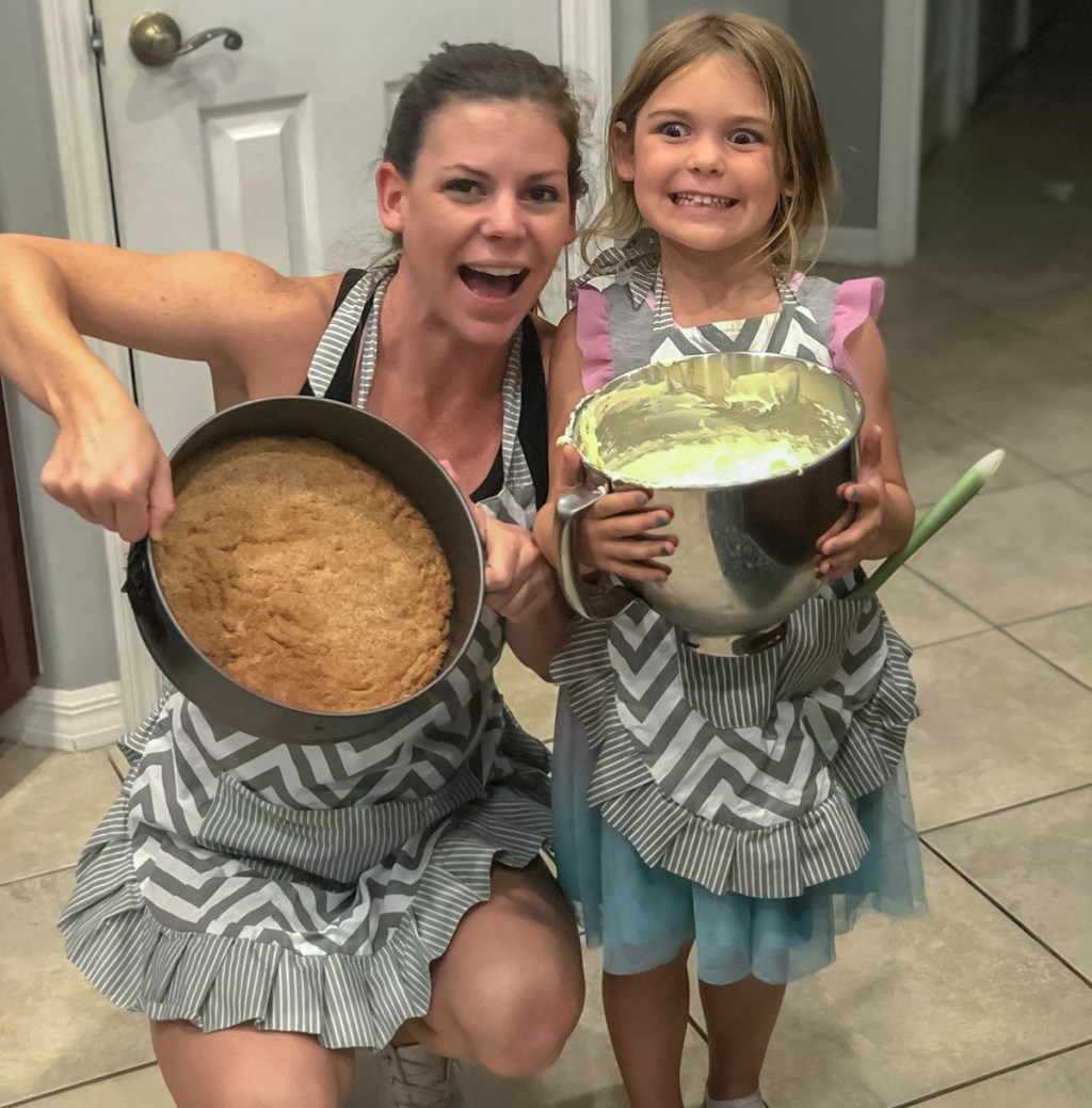 erica and daughter making keto cheesecake