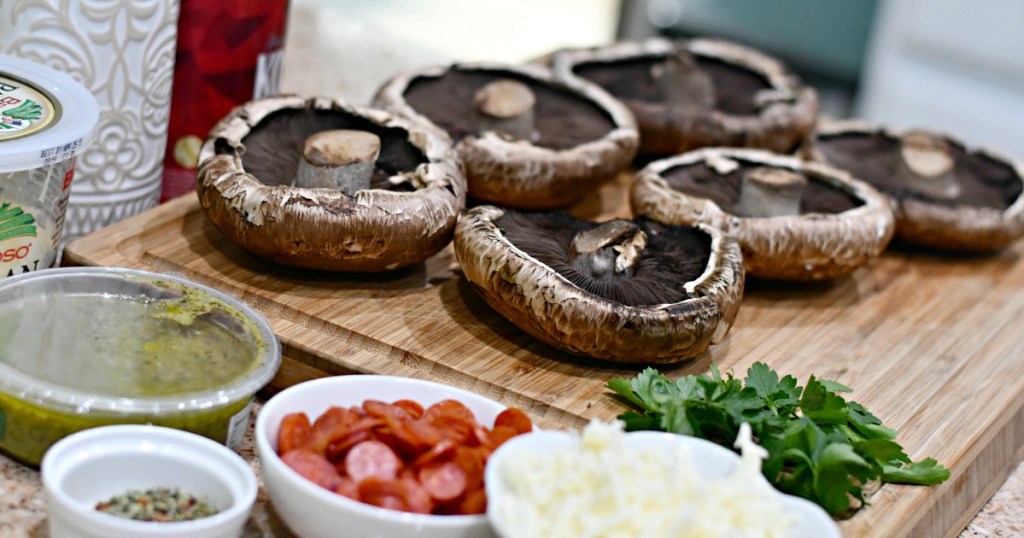 ingredients for portabello mushroom pizzas