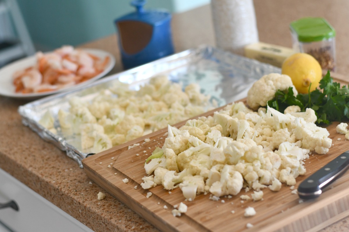 ingredients for keto shrimp scampi with cauliflower 