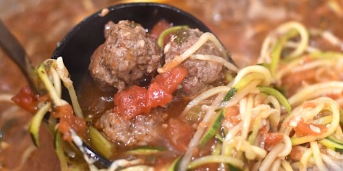 Keto Italian Meatball Soup with Zucchini Noodles