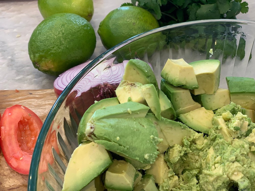 mashed avocados in a bowl