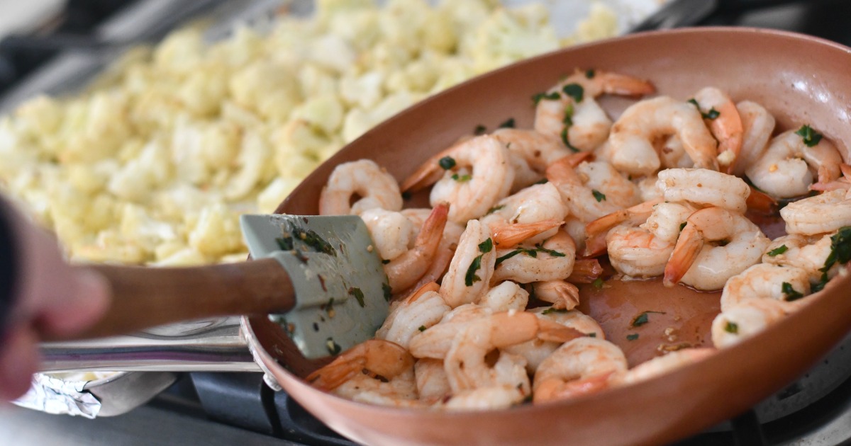 keto shrimp scampi in browned butter sauce 