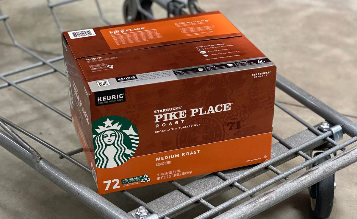 starbucks kcups on shopping cart. this product has costco instant savings this month