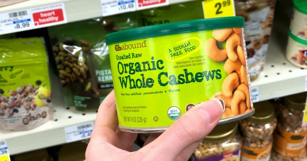 organic cashews in can, surprising part of high carb foods