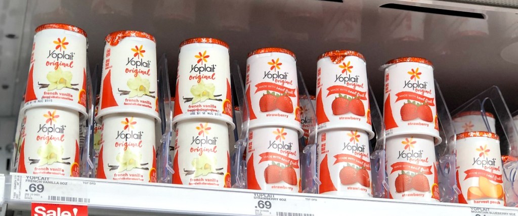 yoplait yogurt cups on shelf