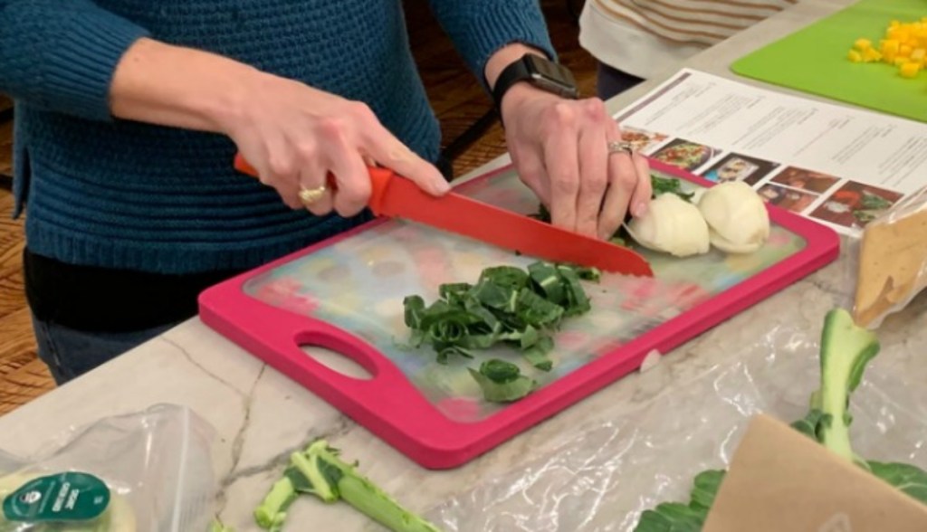 cutting board with vegetables