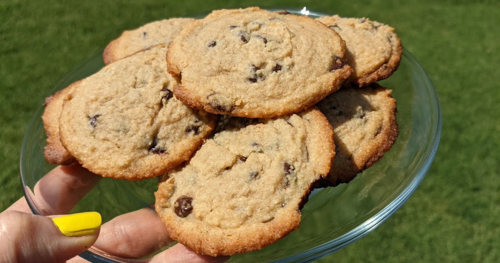 keto chocolate chip cooks on a plate