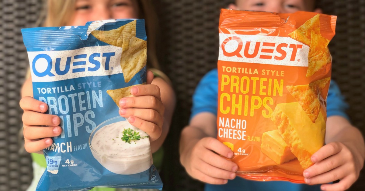 Quest protein chips held out by kids