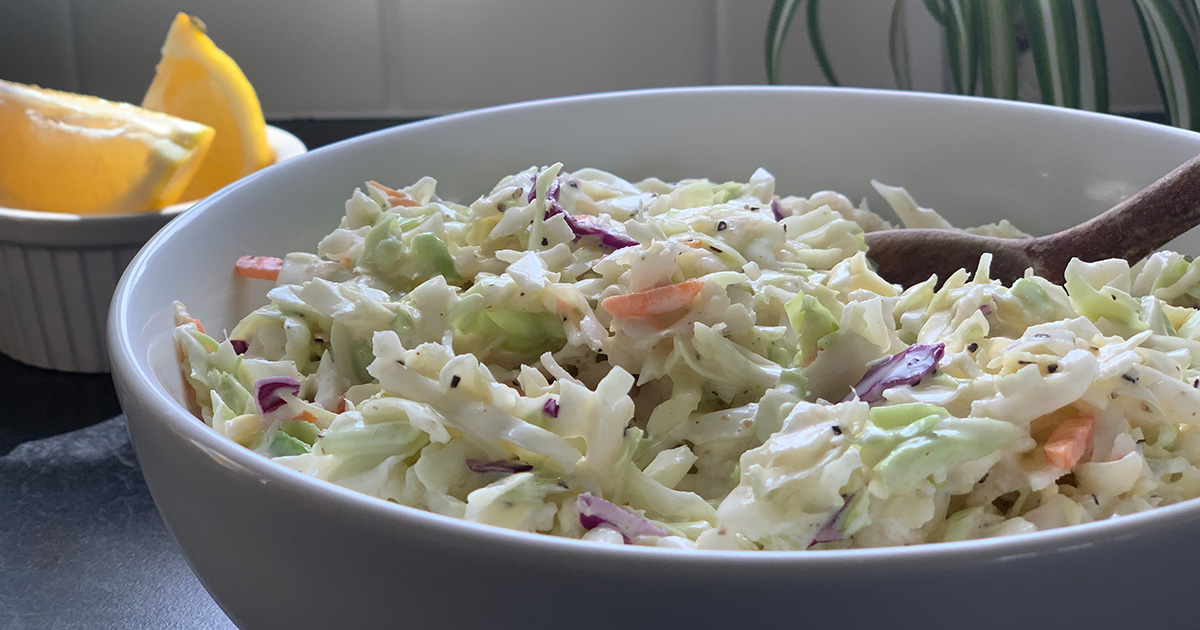 bowl of keto coleslaw