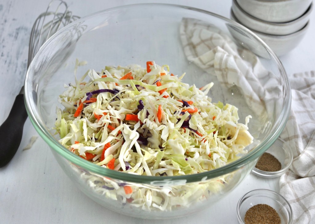 keto coleslaw mix in a bowl