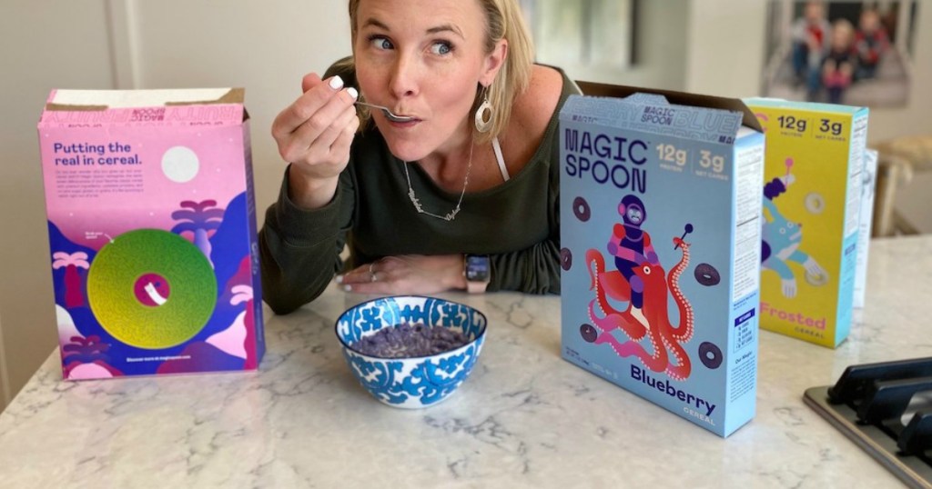 woman eating cereal