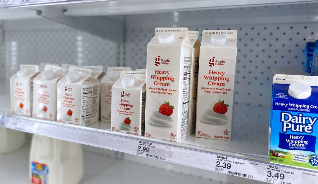 good & gather heavy cream cartons in refrigerator at target