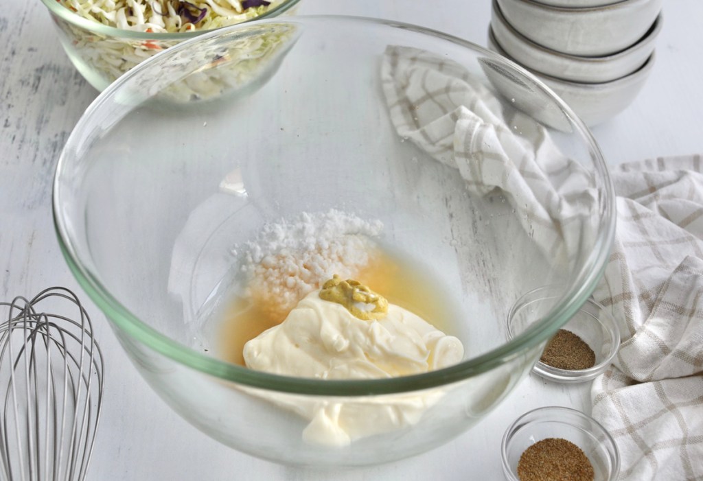 mayo dressing ingredients in a bowl