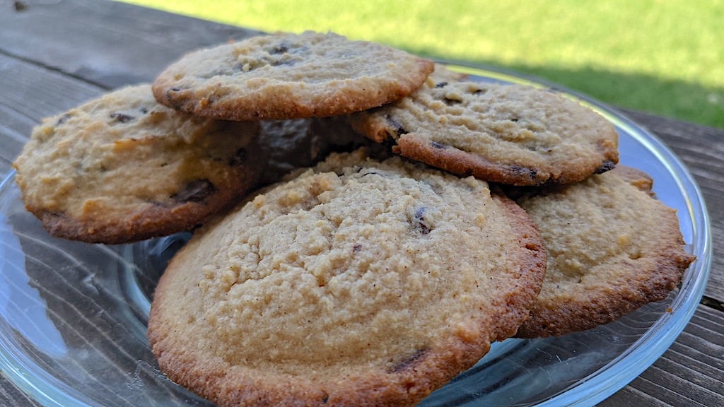 keto chocolate chip cookies on plate 