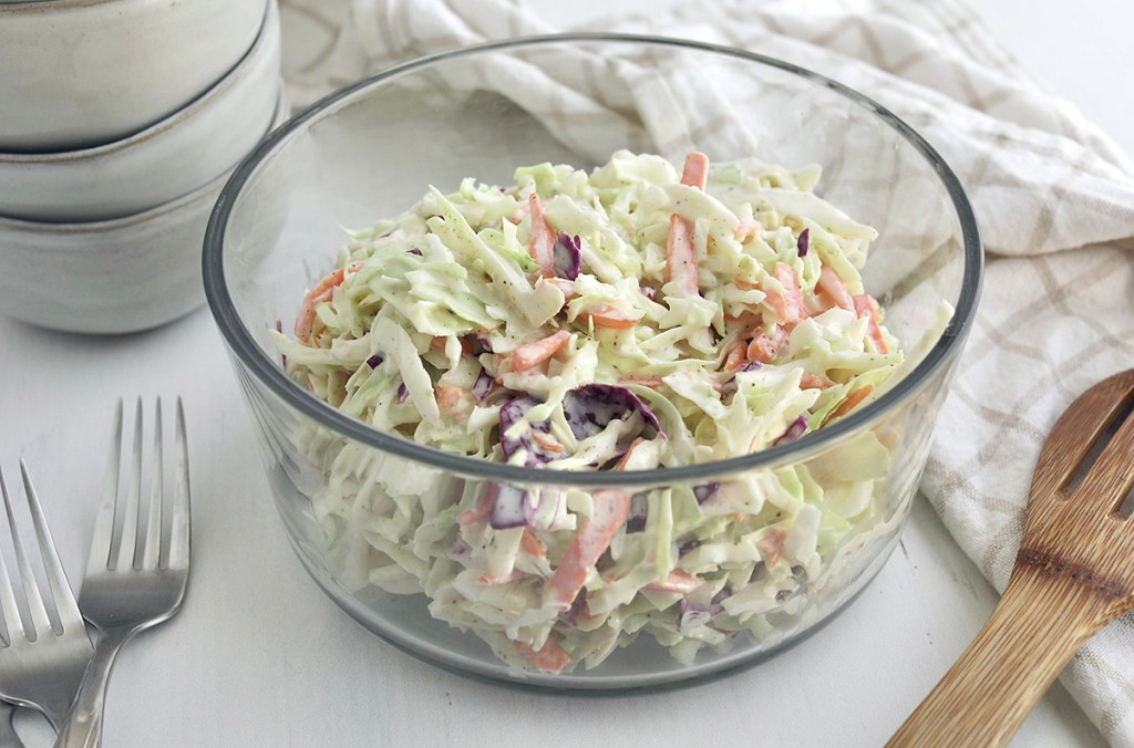 keto coleslaw in a bowl