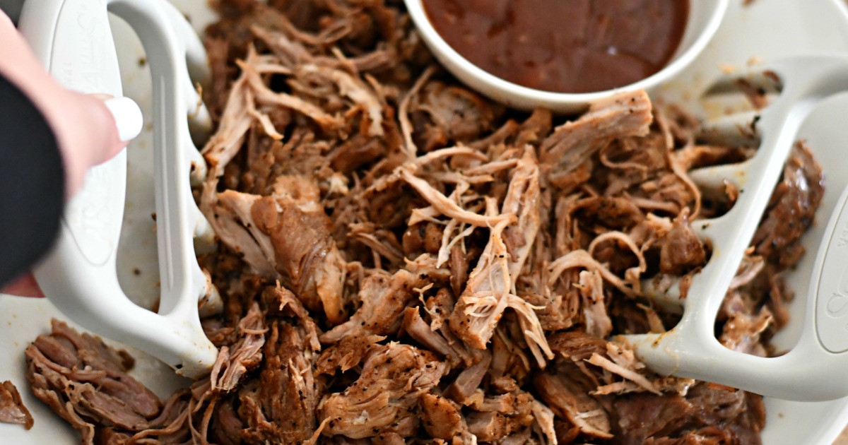 instant pot keto pulled pork recipe served on a platter