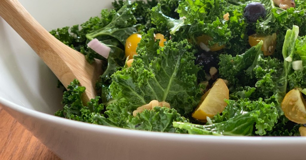 a close up view of massaged kale superfood salad