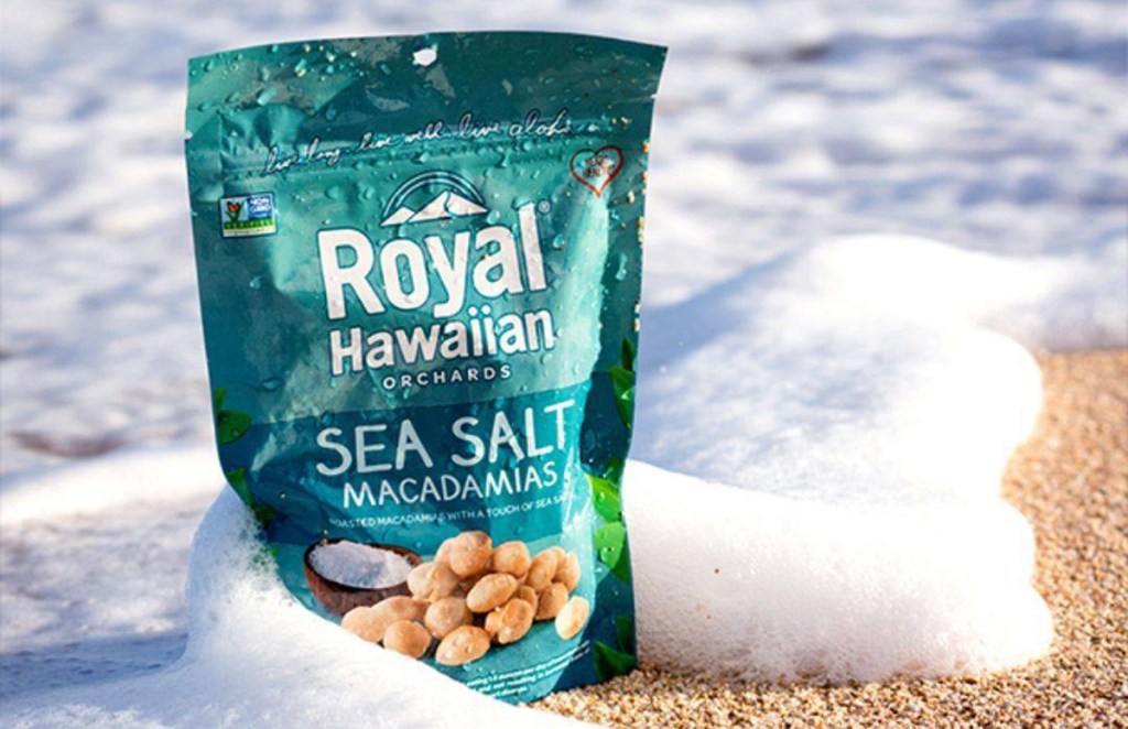 royal hawaiian sea salt macadamia nuts on the beach